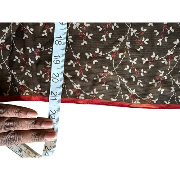 Laura Ashley 100% Silk Floral Print Scarf With Red Trim 22" X 22" - Picture 6 of 7